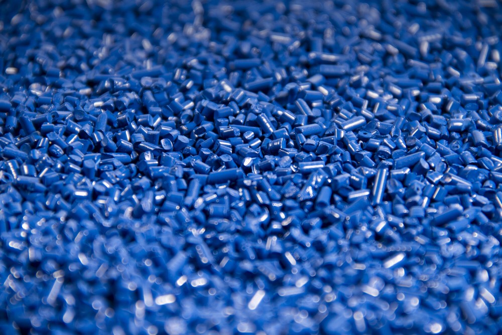 hundreds of blue pellets called LifeCycle Resin