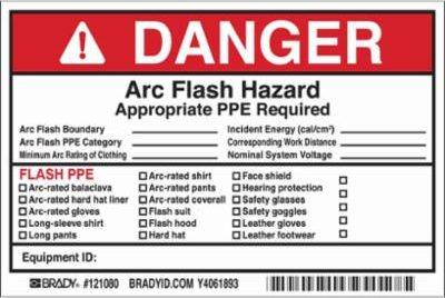 Warning label arc flash