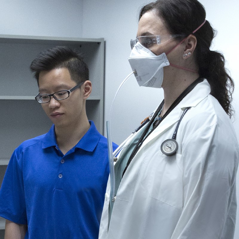 doctor being fit tested for a respirator