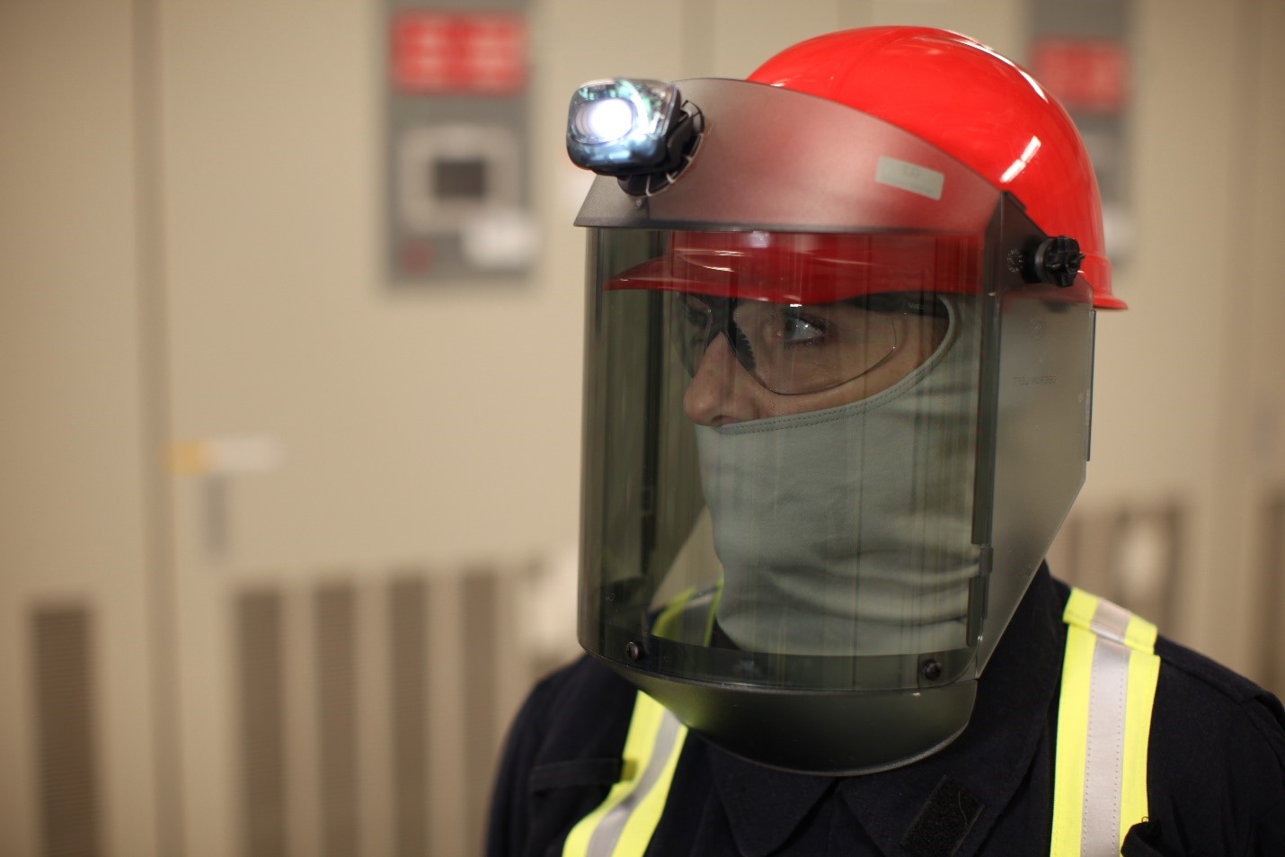 woman wearing arc flash PPE