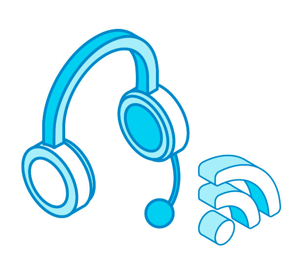 icon of headphones and a wi-fi signal