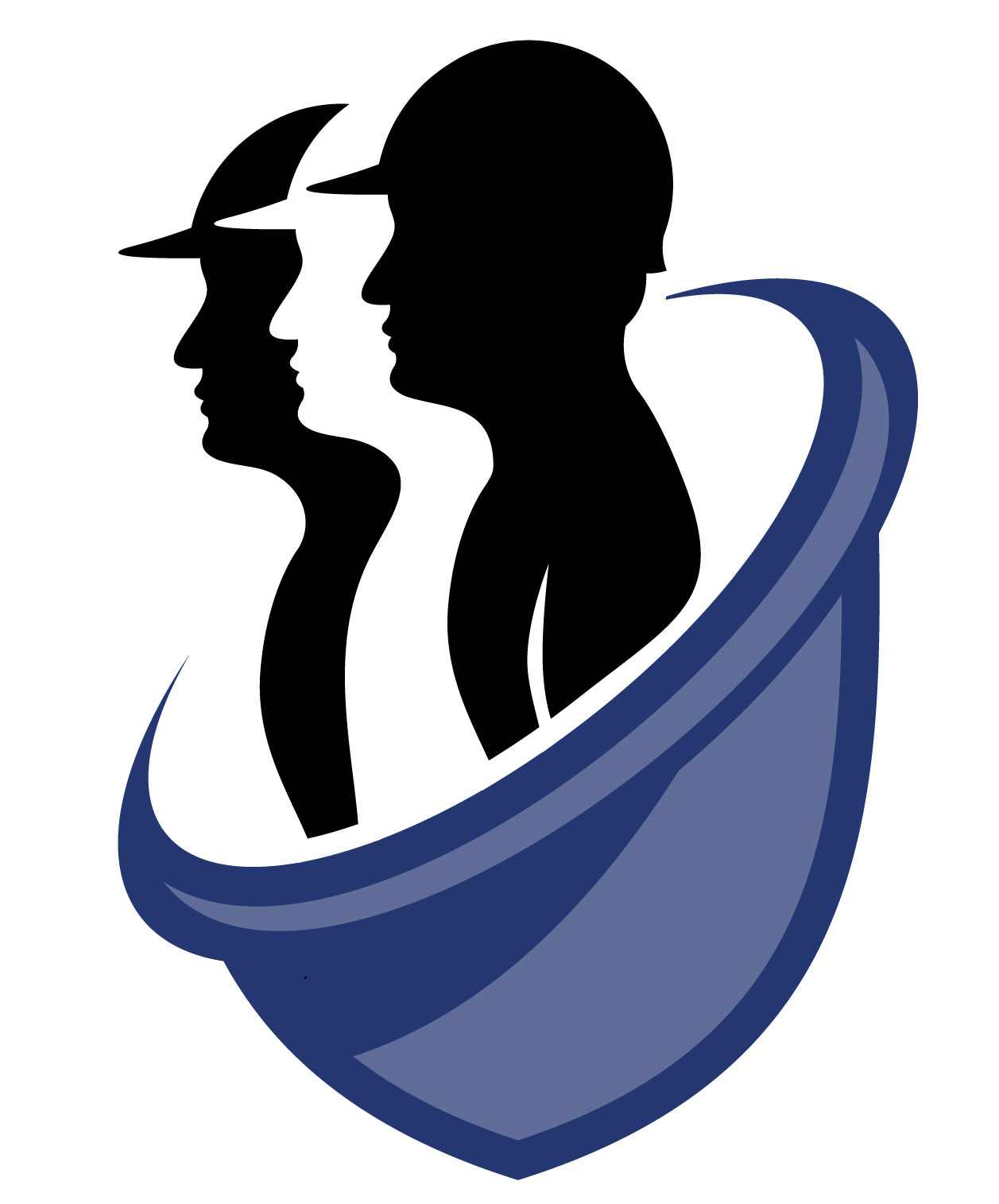 Icon of a hard hat with a silhouette of three safety workers inside