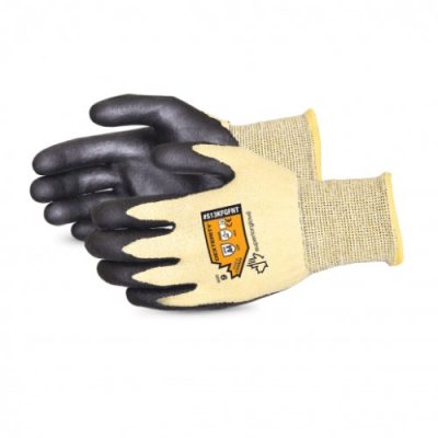 Yellow knit Dexterity® Cut-Resistant Glove with palm coating