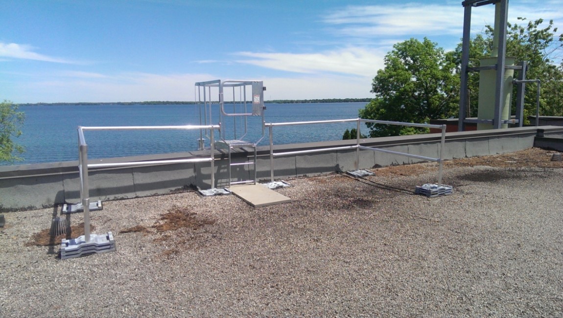 ladder top kit guardrail with lake in background