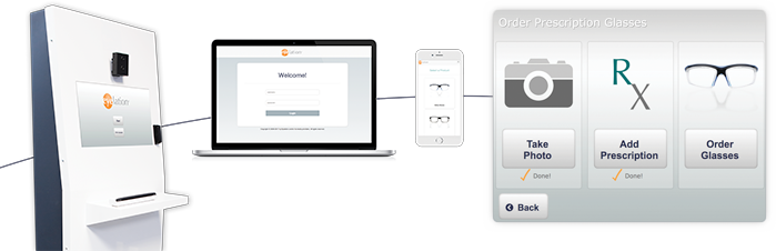 close up of Eyelation kiosk showing the steps to get prescription eyewear