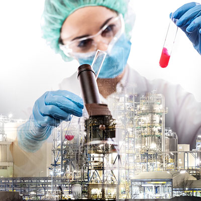 Chemist working in a manufacturing plant